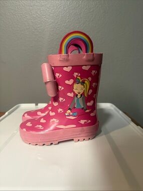 JoJo Siwa Pink Heart & Rainbow Handle Kids Rain Boots